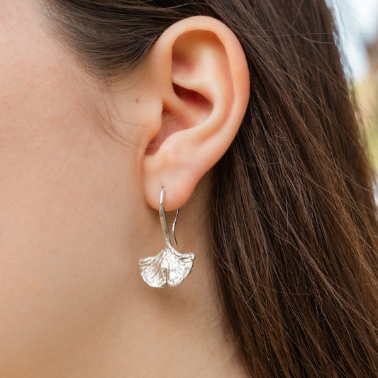 Orecchini Gingko piccoli in argento
