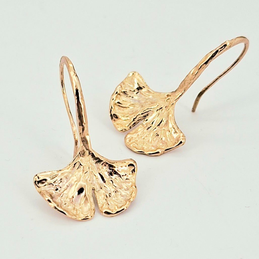 Orecchini Gingko Piccoli in bronzo
